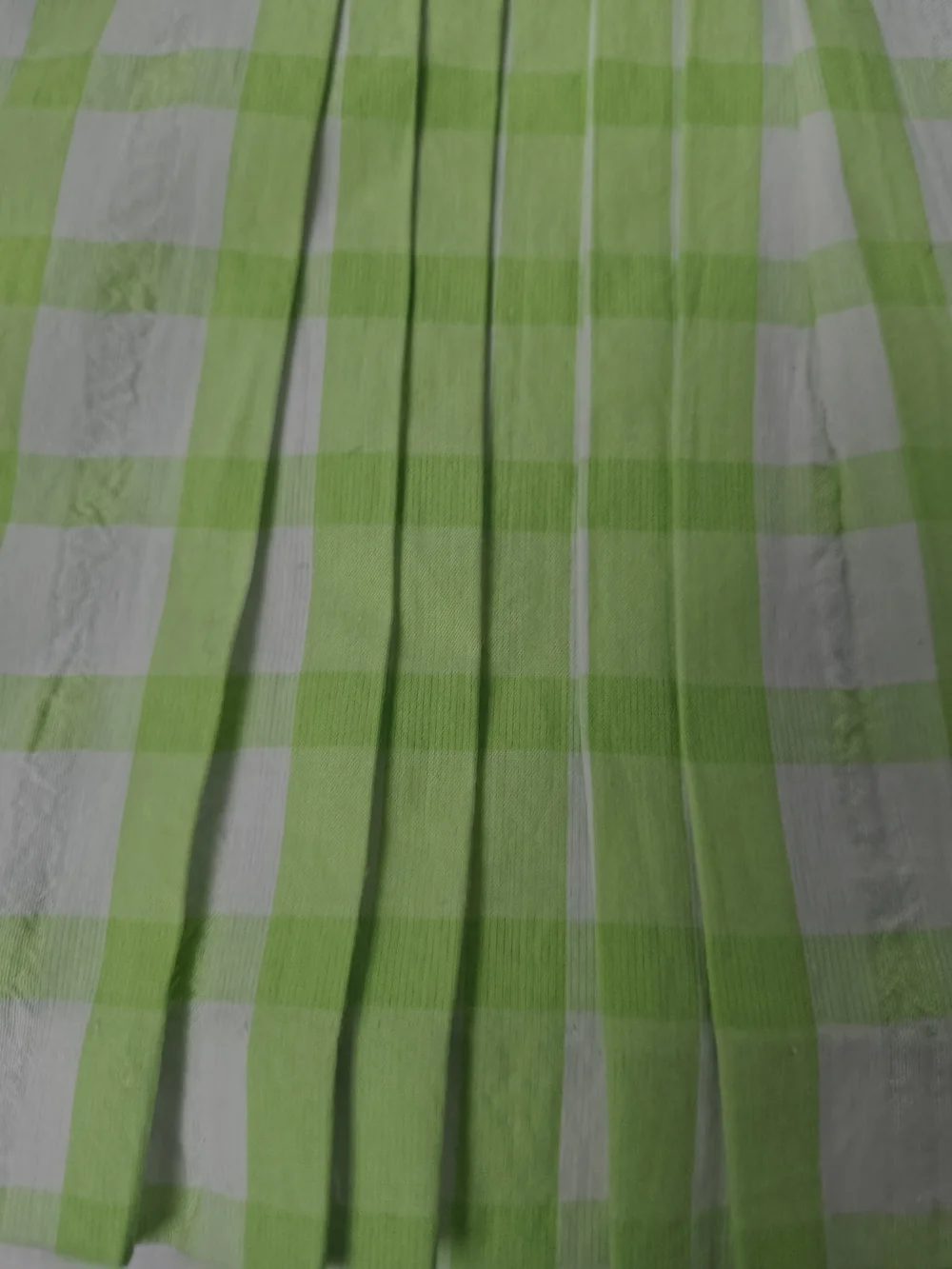 Girls' Green Check Two-Piece Summer Set with Pink Flower Accents